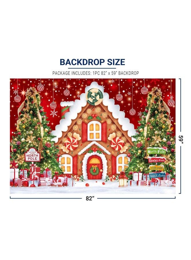 Allenjoy Christmas Gingerbread House Backdrop for Photography Winter Merry Xmas Tree Background Santa Baby Shower Birthday Party Decor Banner Supplies Photo Booth Favor Gift Prop 82" x 59" - Image 4