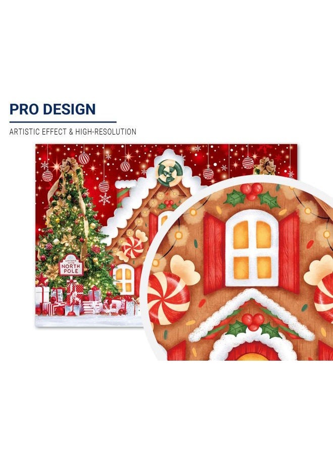 Allenjoy Christmas Gingerbread House Backdrop for Photography Winter Merry Xmas Tree Background Santa Baby Shower Birthday Party Decor Banner Supplies Photo Booth Favor Gift Prop 82" x 59" - Image 3