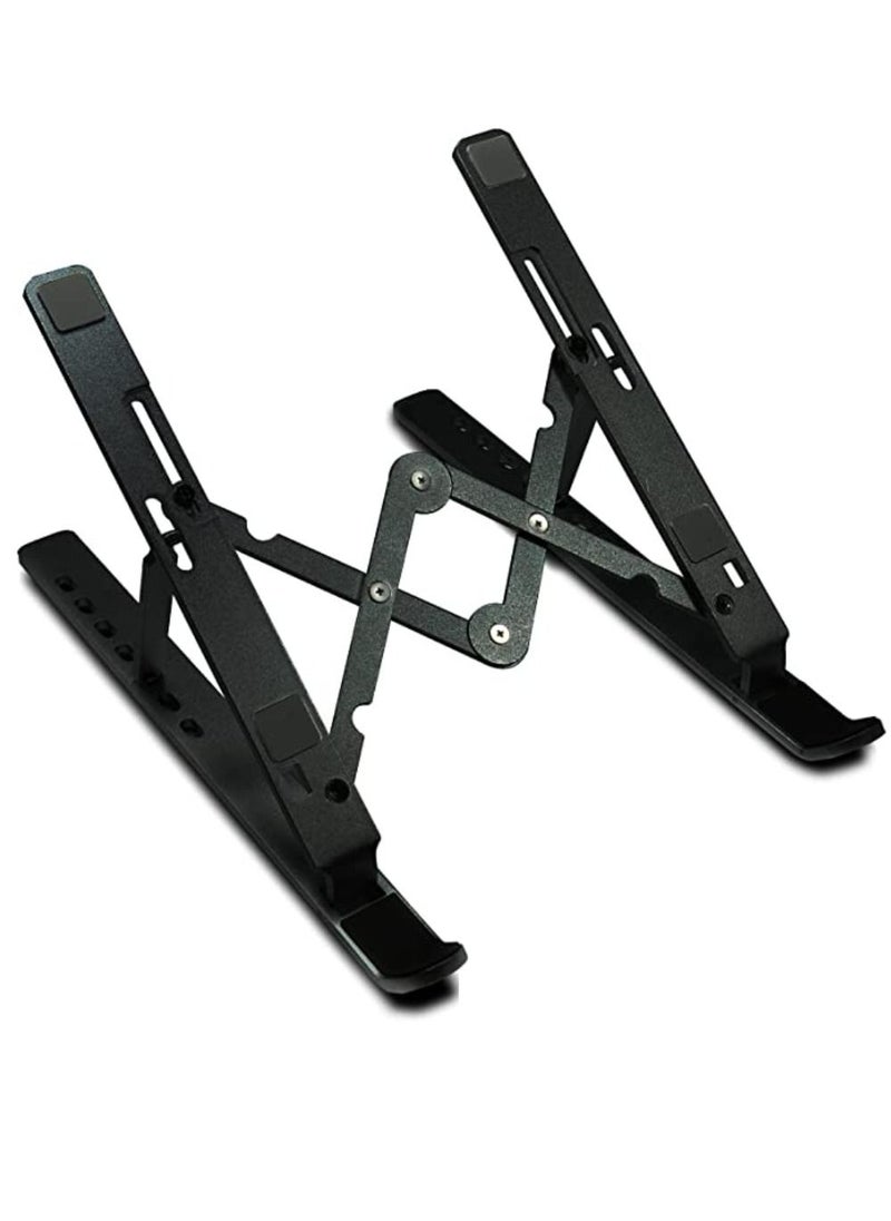 Laptop Stand For Desk Aluminum Notebook Stand For Laptop Riser Holder Notebook Stand Compatible with MacBook Air Pro, Dell, HP, Lenovo Samsung, Alienware All Laptops 11-15.6 Foldable Stand Black