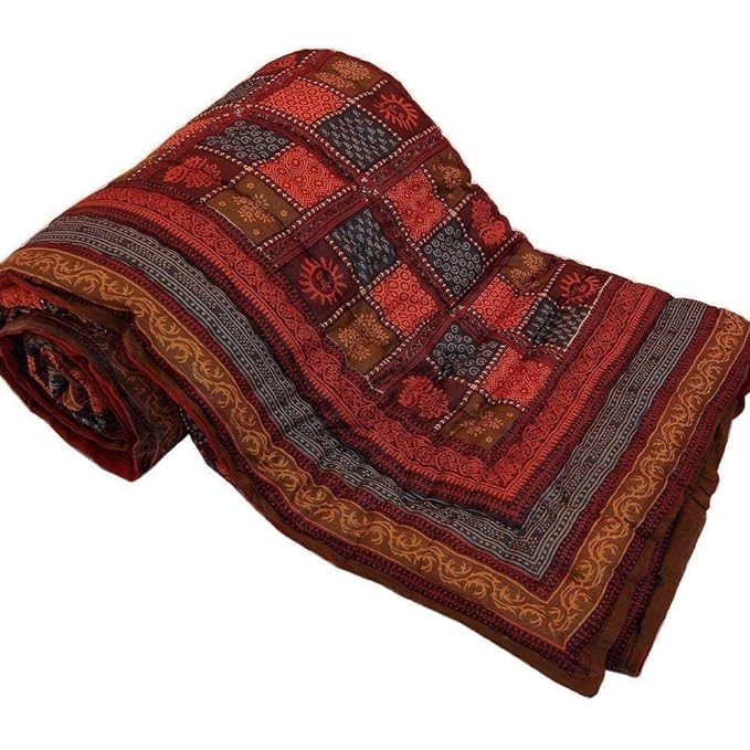 TEEJA Reversible Jaipuri razai for Winter Single Double Bed Pure Cotton Jaipuri razai Double Bed Jaipuri razai Double Bed for Winter Printed Rani Singel Bed  - Image 1