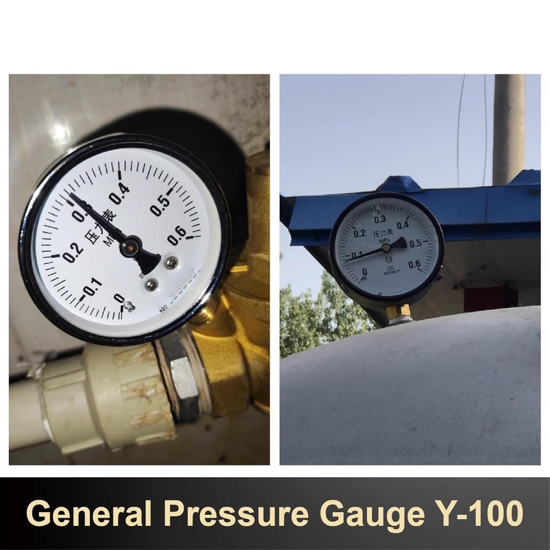 مقياس ضغط شعاعي Y-100 بقطر 100 مم -0.1~60 ميجا باسكال G1/2 M20 للهواء والماء والفراغ والضغط السلبي للاستخدام الصناعي (G1-4، 0-0.6 ميجا باسكال) - Image 4