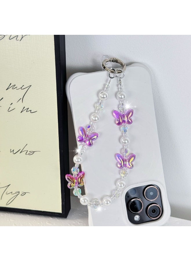 NIBEMINENT Phone Charm/ Chain Strap for Women Girls, Crystal Beaded Necklace Cell Phone Case Lanyard Wrist Strap - Image 2