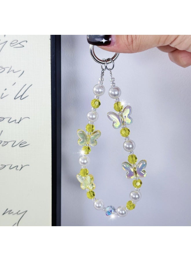 NIBEMINENT Phone Charm/ Chain Strap for Women Girls, Crystal Beaded Necklace Cell Phone Case Lanyard Wrist Strap - Image 1