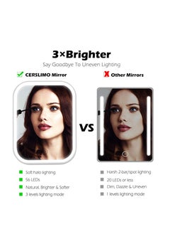 KASTWAVE Makeup Mirror with Light and Magnifying, Lighted Vanity with Touch Screen Dimmable, Intelligent Switch, Portable and Foldable Stand Makeup Mirror for Tabletop, Bathroom 3 Color  - Image 2