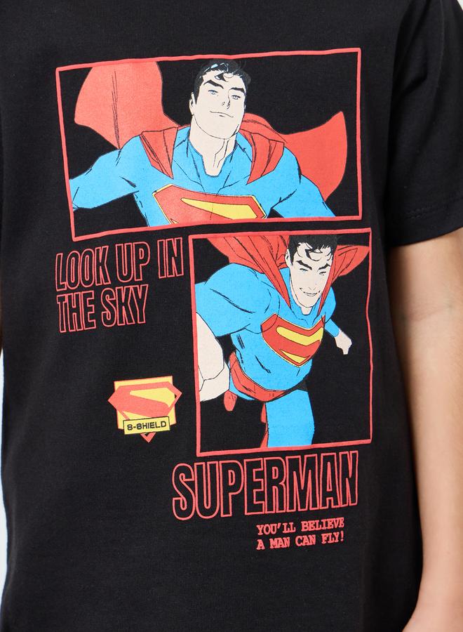 Styli Boys Black Superman Cotton T-Shirt And Pants Set - Image 3