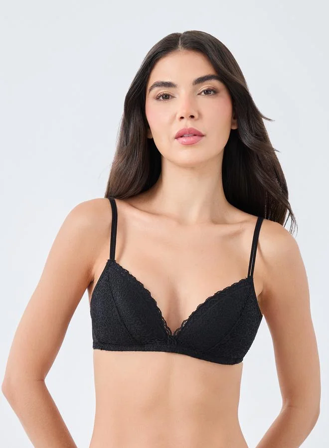 Styli Styli Pack of 3 - Double Strap Padded Non-Wired Lace Bra
