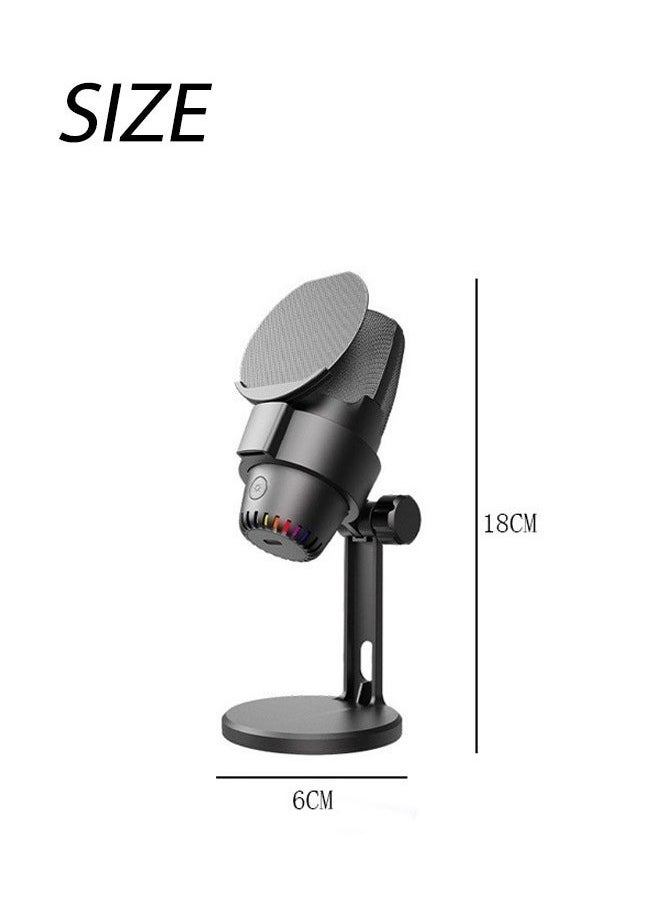 RGB microphone, USB condenser microphone, smart noise reduction microphone Colorful microphone One-touch mute, recording, singing, live streaming Suitable for streaming, podcasting, Twitch, YouTube, Discord, PC (black)