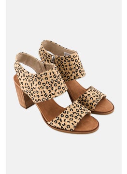 TOMS Women Majorca Cutout Animal Print Zipper Up Sandals, Tan  - Image 1