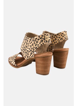 TOMS Women Majorca Cutout Animal Print Zipper Up Sandals, Tan  - Image 2