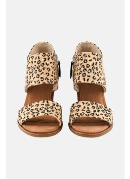 TOMS Women Majorca Cutout Animal Print Zipper Up Sandals, Tan  - Image 3