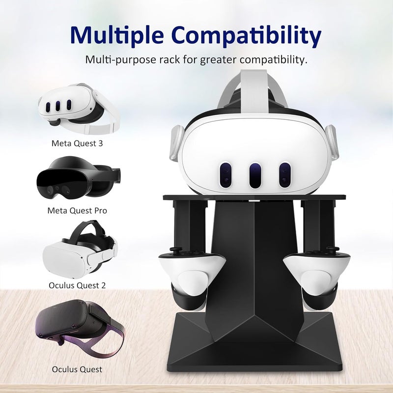 okcsc VR Desktop Monitor Storage Stand for Oculus Quest / Quest2 /Meta Quest 3/Meta Quest Pro Virtual Reality Headset and Grip Desktop Stand Storage Holder-Black - Image 2