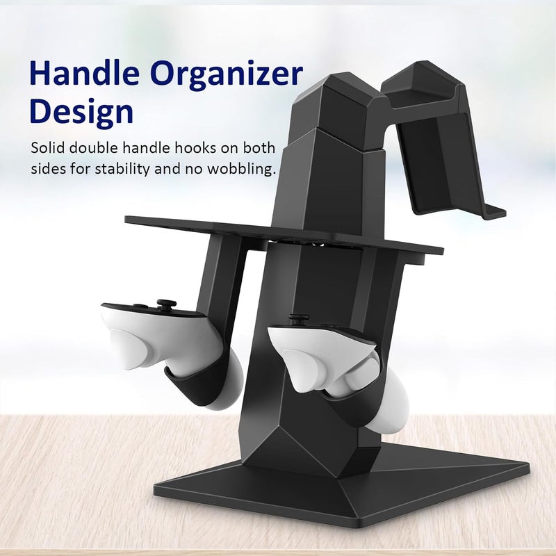 okcsc VR Desktop Monitor Storage Stand for Oculus Quest / Quest2 /Meta Quest 3/Meta Quest Pro Virtual Reality Headset and Grip Desktop Stand Storage Holder-Black - Image 4