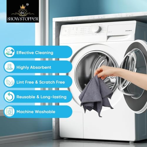 Showstopper Microfiber Cleaning Cloth,12 Pack Cleaning Rag,Cleaning Towels (Grey, 30cm X 30cm) - Image 5