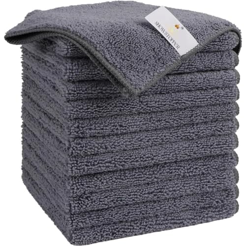Showstopper Microfiber Cleaning Cloth,12 Pack Cleaning Rag,Cleaning Towels (Grey, 30cm X 30cm) - Image 1