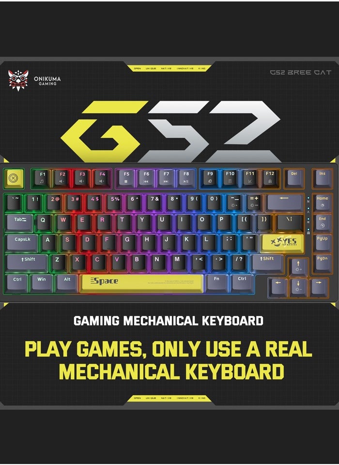 onikuma - G52 82 Keys Wired Gaming Keyboard,Mechanical Keyboard Brown Switch RGB Backlit Suitable For Computer/Ps4/Xbox Gamers - Image 1