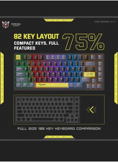 onikuma G52 82 Keys Wired Gaming Keyboard,Mechanical Keyboard Brown Switch RGB Backlit Suitable For Computer/Ps4/Xbox Gamers  - Image 3