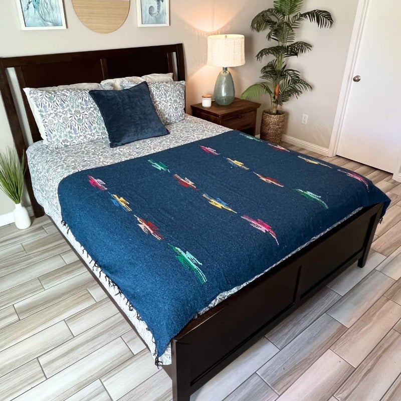 Open Road Goods Yoga Blanket - Thick Mexican Thunderbird Blanket - Handmade and Made for Yoga! (Slate Blue) - Image 2