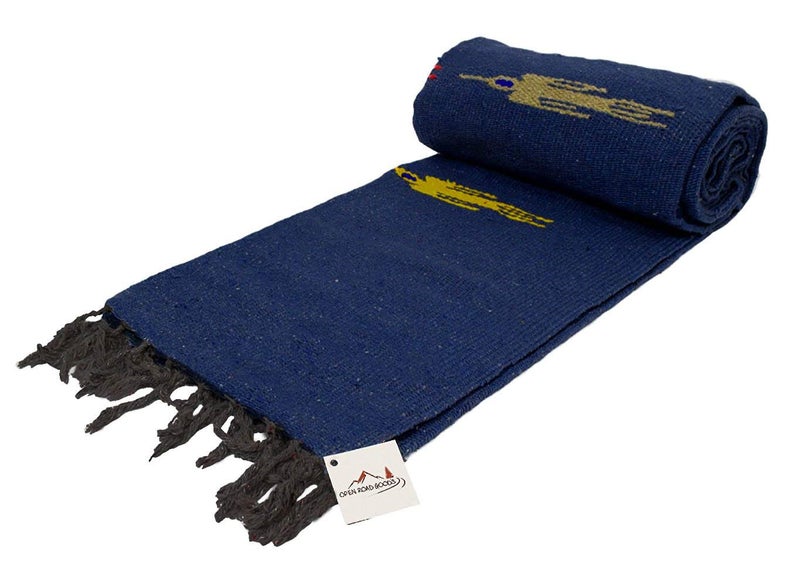 Open Road Goods Yoga Blanket - Thick Mexican Thunderbird Blanket - Handmade and Made for Yoga! (Slate Blue) - Image 5