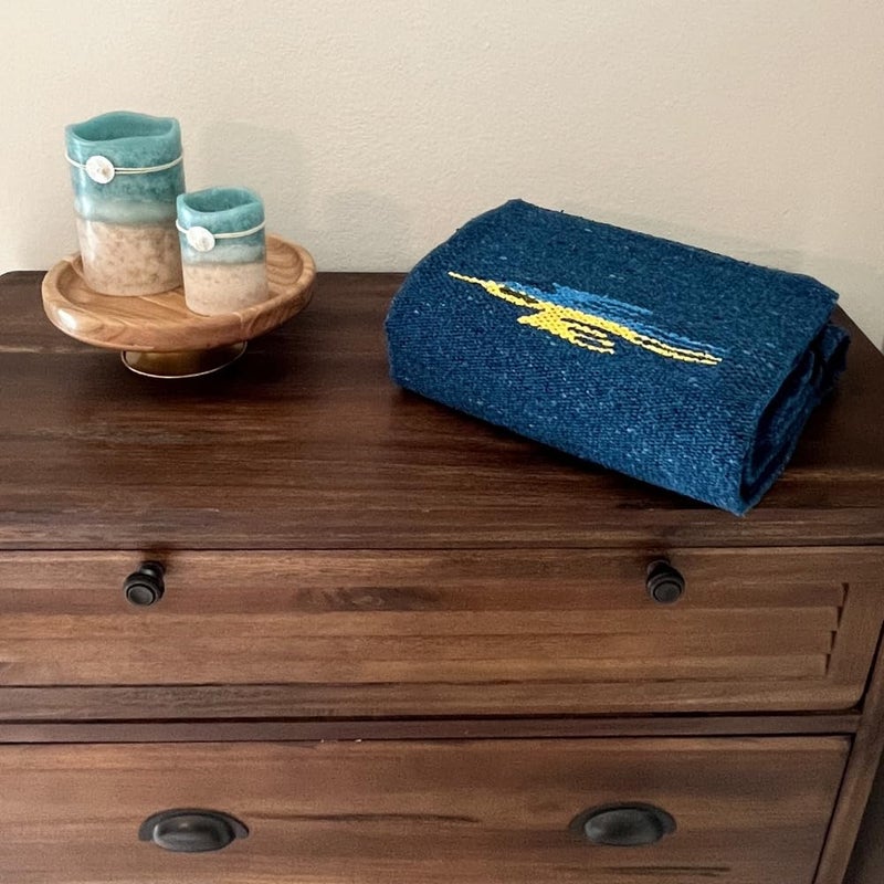 Open Road Goods Yoga Blanket - Thick Mexican Thunderbird Blanket - Handmade and Made for Yoga! (Slate Blue) - Image 3