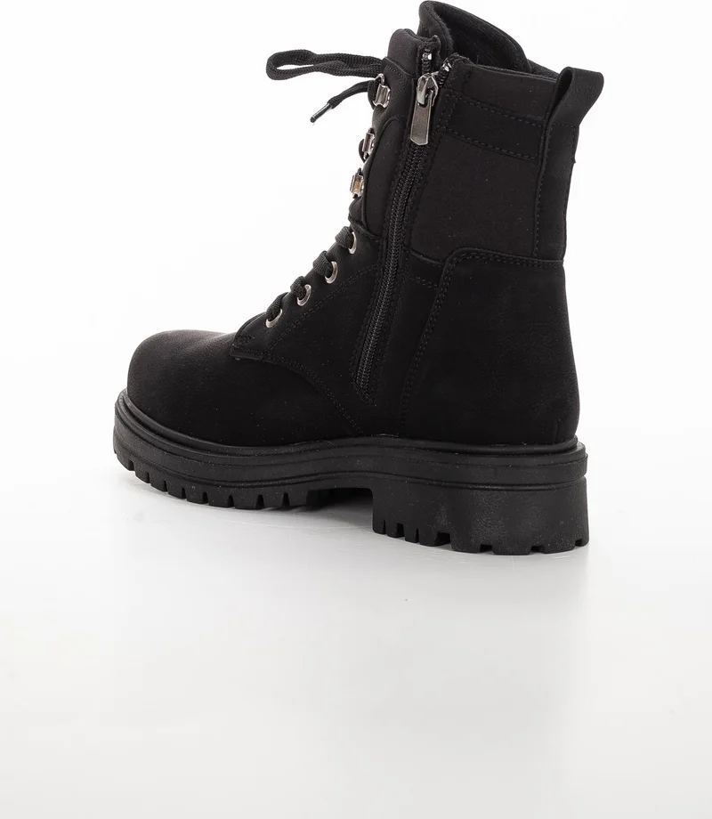 Dilimler Ayakkabı Slices Shoes Thick Sole Lace Up Stretch Black Women's Boots