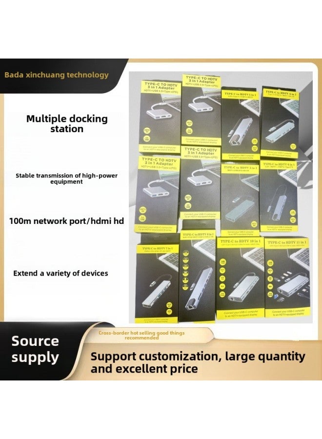 Hot-selling Docking Station Typec Multi-interface Hub Screen USB3.0HUB Computer Hdtv Vga Expansion-Number Of Interfaces:1 Five In One  - Image 2