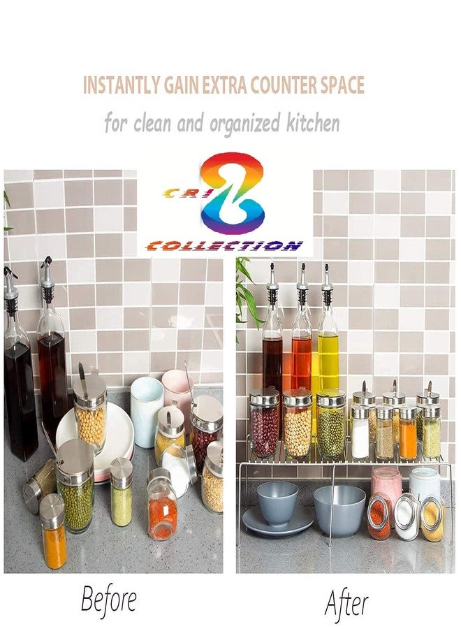 CR18 COLLECTION مجموعة CR18: رف أطباق متعدد الاستخدامات من الفولاذ المقاوم للصدأ، رفوف تخزين لخزائن المطبخ، حامل أطباق، رف أدوات (فضي)، تشطيب كروم، يُثبت على الأرض، رف متعدد المستويات - Image 4