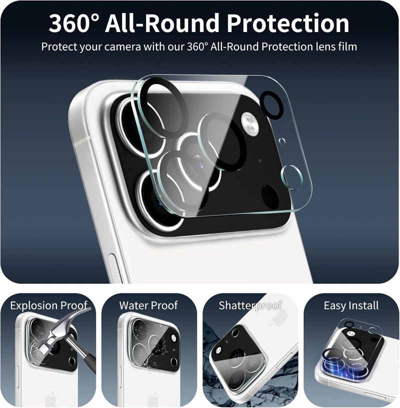 OpenTech ® Premium Camera Lens Protector Tempered Glass Compatible For iPhone 17 Pro With Edge To Edge Coverage (Full Transparent) (Pack of Two) - Image 4