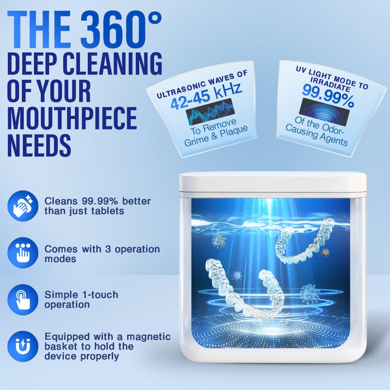GuruNanda Retainer Cleaner Set â€“ Ultrasonic & UV Cleaning Pod & Aligner Cleaning Foam, Deep Clean & Odor Neutralization for Retainers, Aligners, Dentures & Mouthguards - Image 3