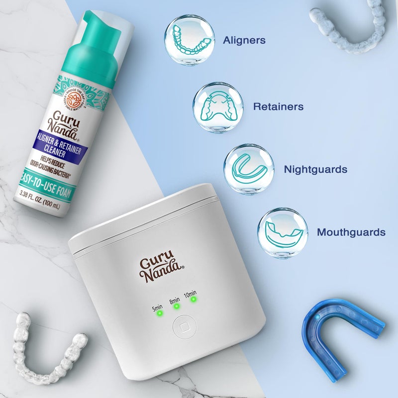 GuruNanda Retainer Cleaner Set â€“ Ultrasonic & UV Cleaning Pod & Aligner Cleaning Foam, Deep Clean & Odor Neutralization for Retainers, Aligners, Dentures & Mouthguards - Image 5