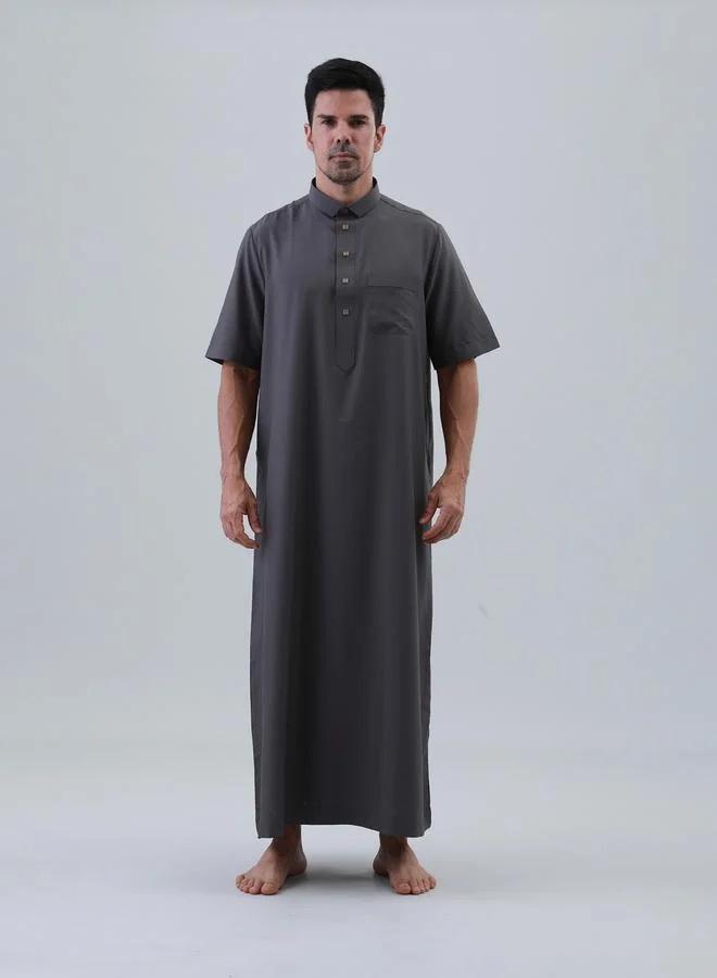 تايك تو Men Solid Button Placket Short Sleeve Thobe