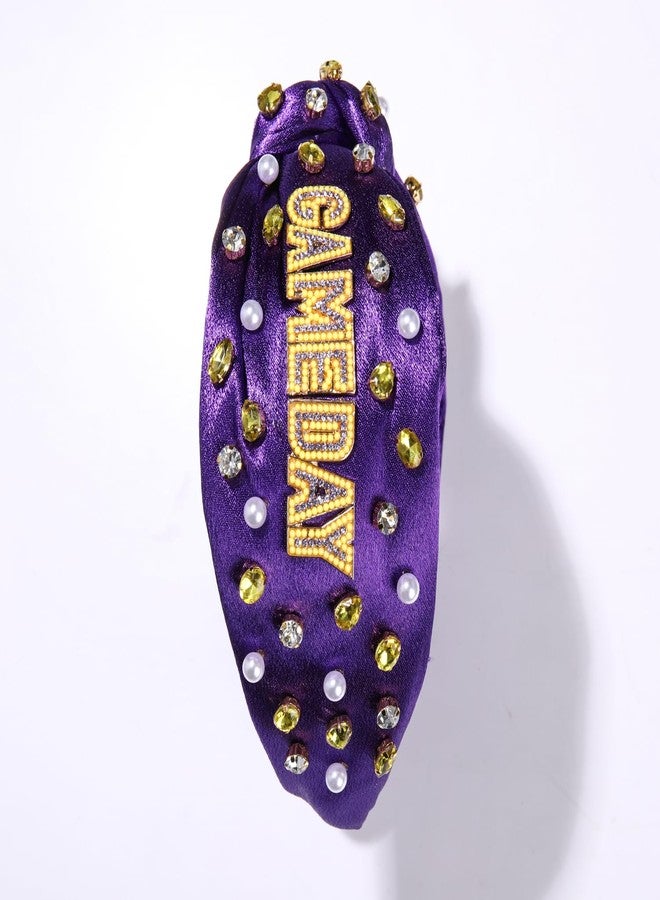 CEALXHENY Football Headband for Women Football Accessories Beaded Football Rhinestone Crystal Knotted Headband Jeweled Embellished Game Day Top Knot Hairband Football Mom Hair Accessories (C-Game Day 2) - Image 4