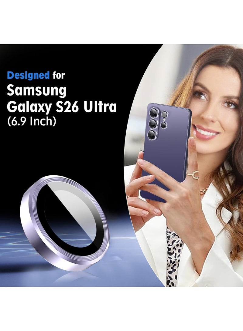 Adando for Samsung Galaxy S26 Ultra Camera Lens Protector, [Not Easy to Break] [Strong Adsorption] Optical Grade Tempered Glass + Metal Individual Ring Scratch-Resistance Camera Screen Cover (Colourful) - Image 2