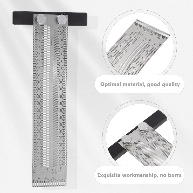 200mm Stainless Steel T Shaped Ruler Multifunctional Woodworking Marking Tool For Precision Layout - Image 4