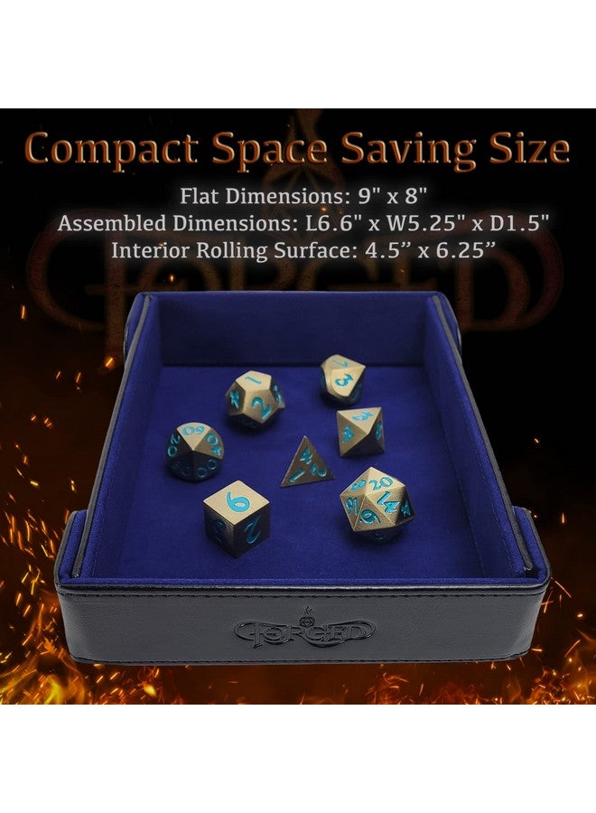 Forged Dice Co. 6 Inch Magnetic Folding Dice Tray - Portable Folding Dice Rolling Tray for use as DND Dice Tray D&D Dice Tray or Dice Game - Quiets Rolling Metal Dice and Folds Flat - Blue - Image 4