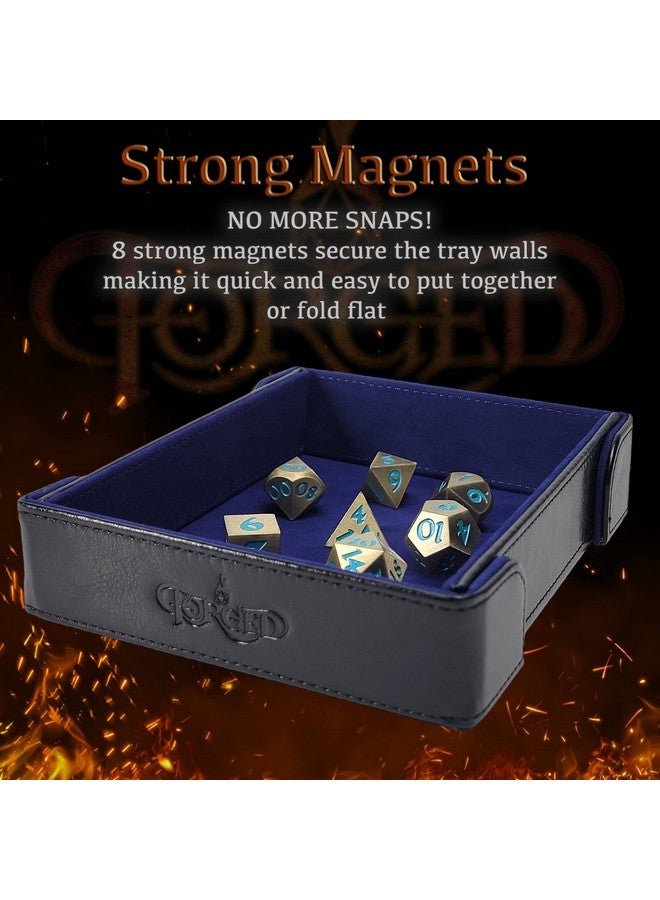 Forged Dice Co. 6 Inch Magnetic Folding Dice Tray - Portable Folding Dice Rolling Tray for use as DND Dice Tray D&D Dice Tray or Dice Game - Quiets Rolling Metal Dice and Folds Flat - Blue - Image 3
