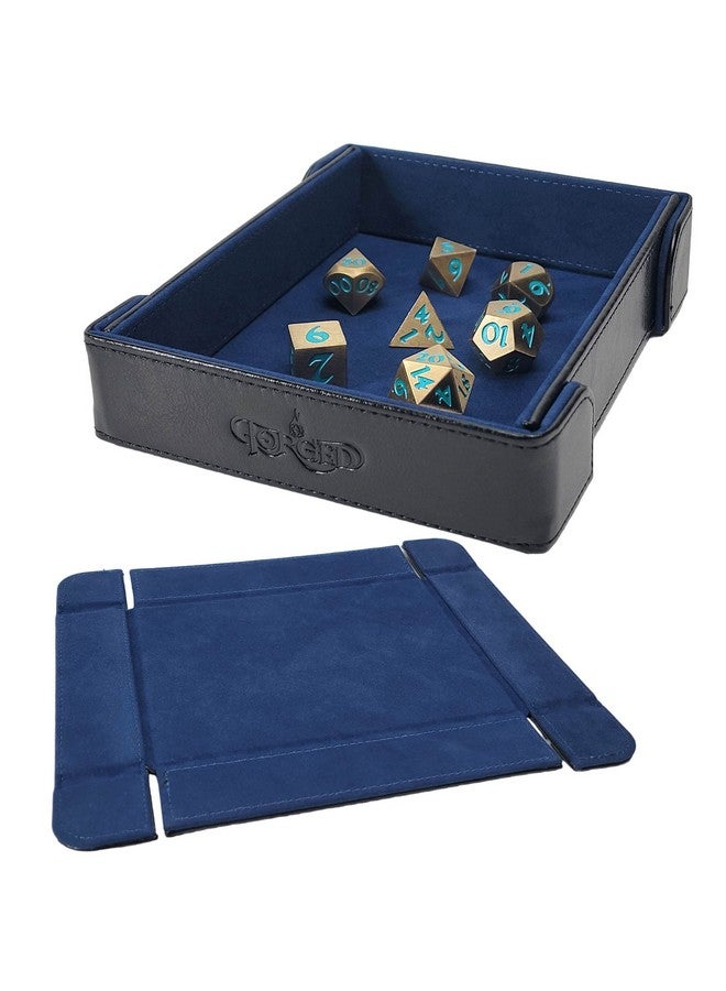 Forged Dice Co. 6 Inch Magnetic Folding Dice Tray - Portable Folding Dice Rolling Tray for use as DND Dice Tray D&D Dice Tray or Dice Game - Quiets Rolling Metal Dice and Folds Flat - Blue - Image 1