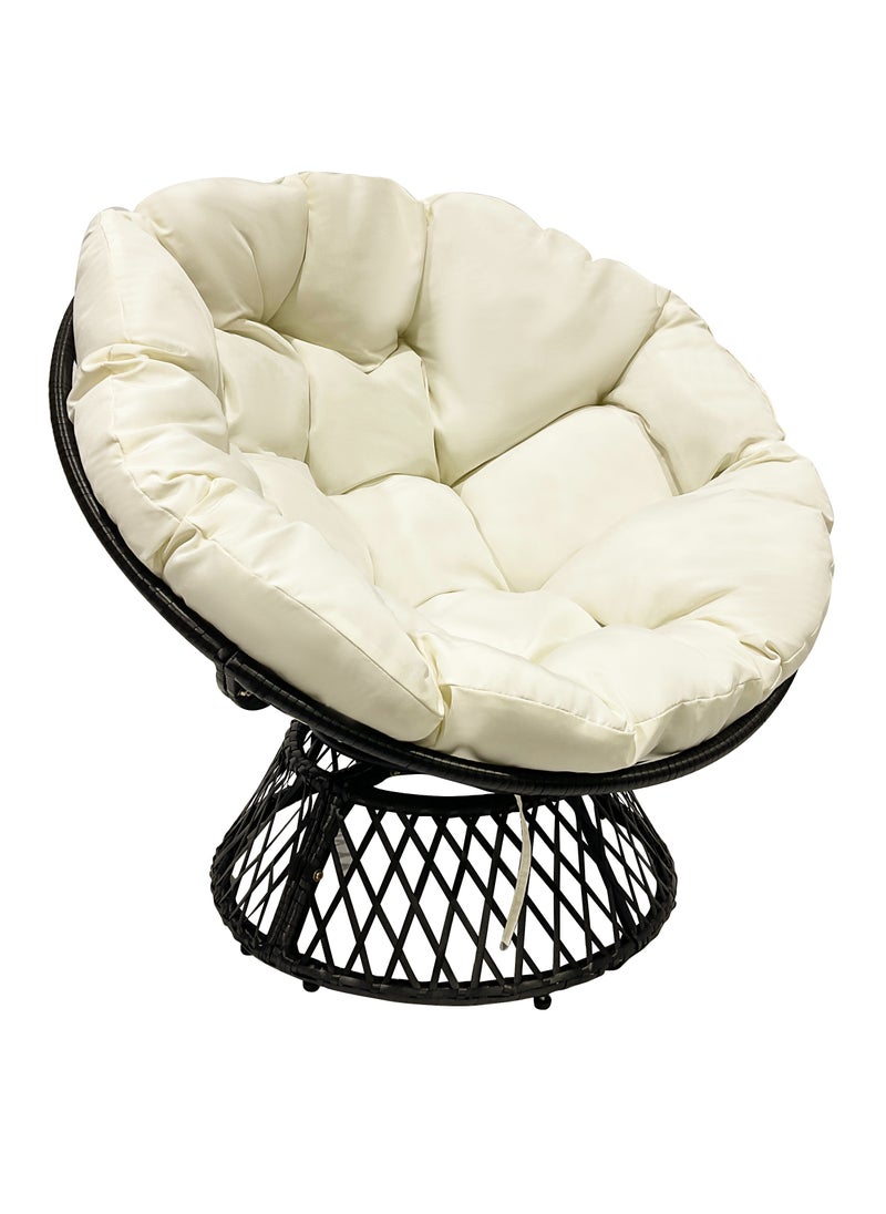 MAPLE HOME DECORATION - Maple Home Accent Papasan Chair 360° Swivel Round Wicker Rattan Padded Seat with Rotatable Egg Shape Metal Frame Thick Cushioned Seating Weather Resitant Outdoor Garden Patio Balcony Living Room Furni - Image 1