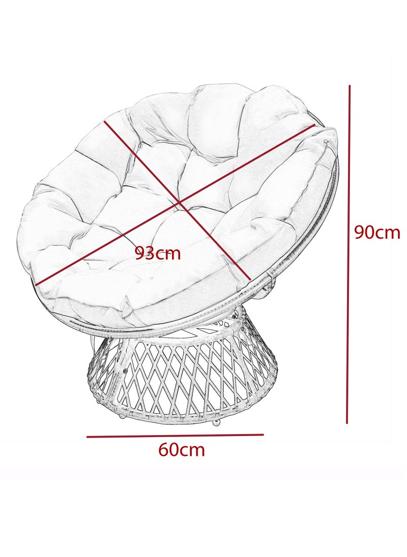 MAPLE HOME DECORATION - Maple Home Accent Papasan Chair 360° Swivel Round Wicker Rattan Padded Seat with Rotatable Egg Shape Metal Frame Thick Cushioned Seating Weather Resitant Outdoor Garden Patio Balcony Living Room Furni - Image 1