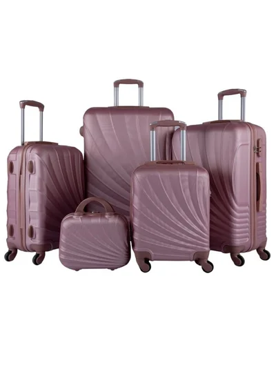 LIMRA Hardside 5 Piece Luggage Trolley Set Rosegold
