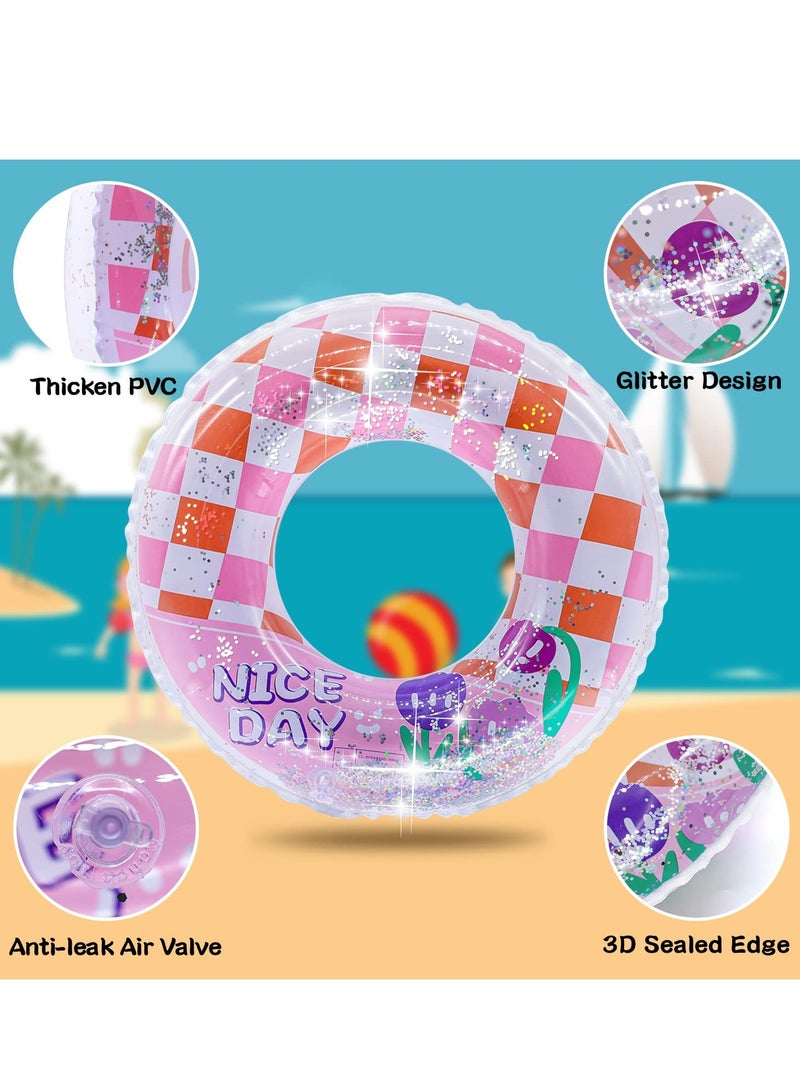Excefore Swim Rings Pool Inflatables for Kids, Inflatable Pool Floats for Kids, Glitter Swim Rings for 9 to 16 Years Old Pool Tubes Toy, Pool Floats Ring Toys Summer Beach Swimming Pool Floats Party Supplies - Image 3