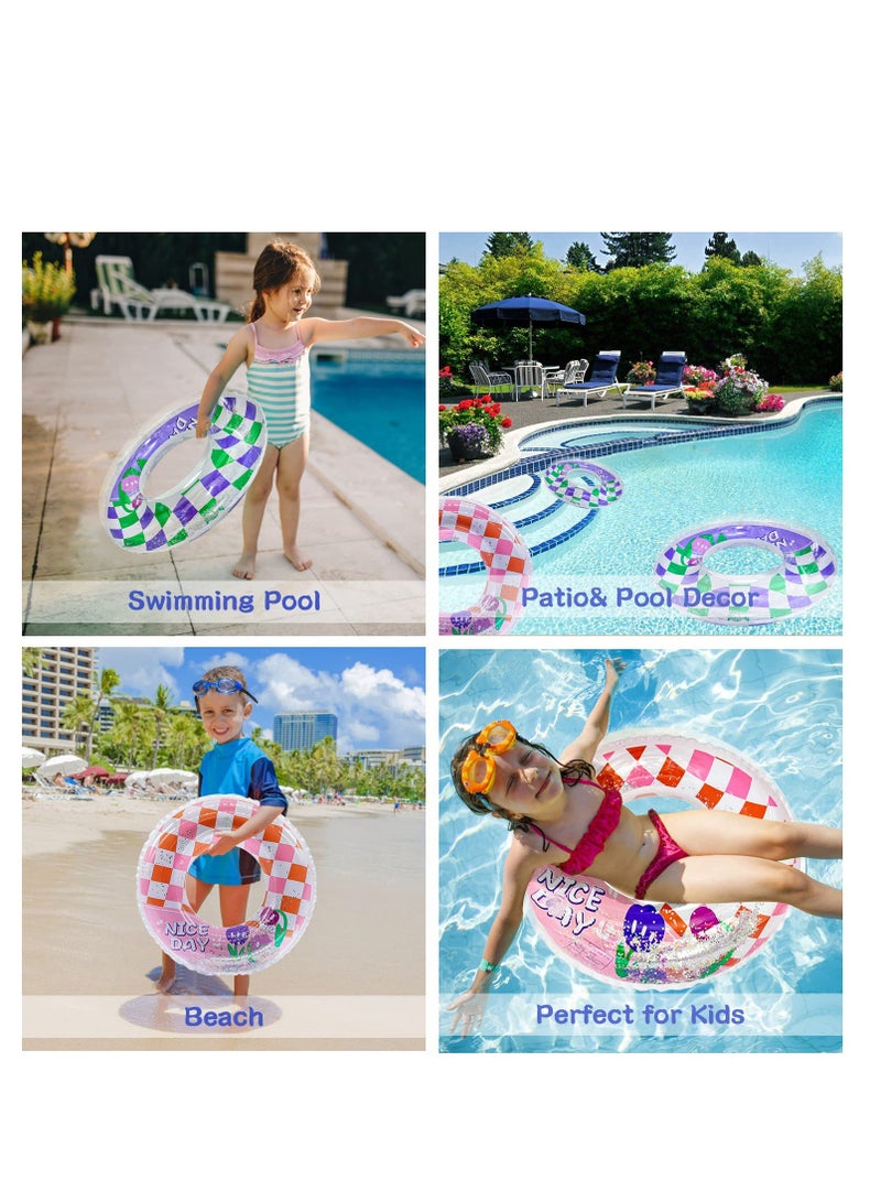 Excefore Swim Rings Pool Inflatables for Kids, Inflatable Pool Floats for Kids, Glitter Swim Rings for 9 to 16 Years Old Pool Tubes Toy, Pool Floats Ring Toys Summer Beach Swimming Pool Floats Party Supplies - Image 2