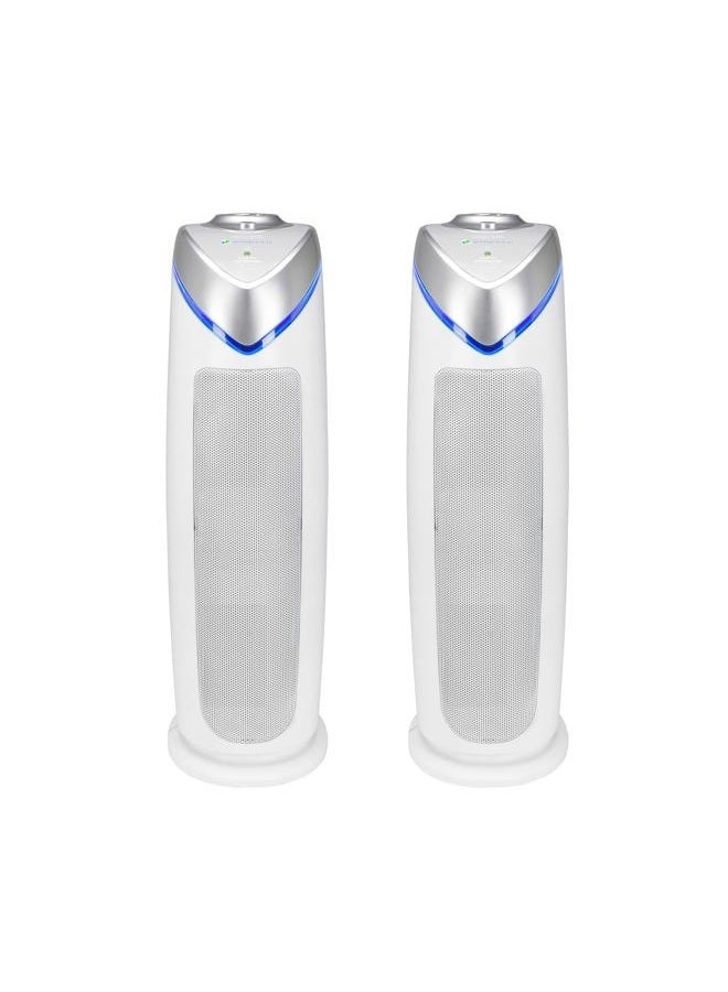 GermGuardian منقي الهواء مع فلتر HEPA 13، يزيل 99.97% من الملوثات، يغطي غرفة بمساحة 743 قدم مربع في ساعة واحدة، ضوء UV-C يساعد في تقليل الجراثيم، 22 بوصة، عبوة 2، أبيض، AC4825W2PK - Image 1
