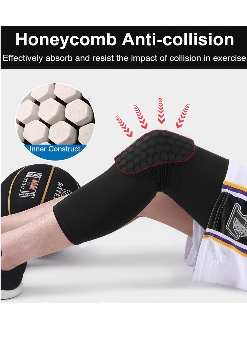 Generic Sports knee pads/thickened compression professional knee pads, basketball honeycomb knee pads, basketball knee pads, training knee injury prevention non-slip pads, suitable for basketball sports, basketball training, running, suitable for teenagers and adults (1 pair)  - Image 3