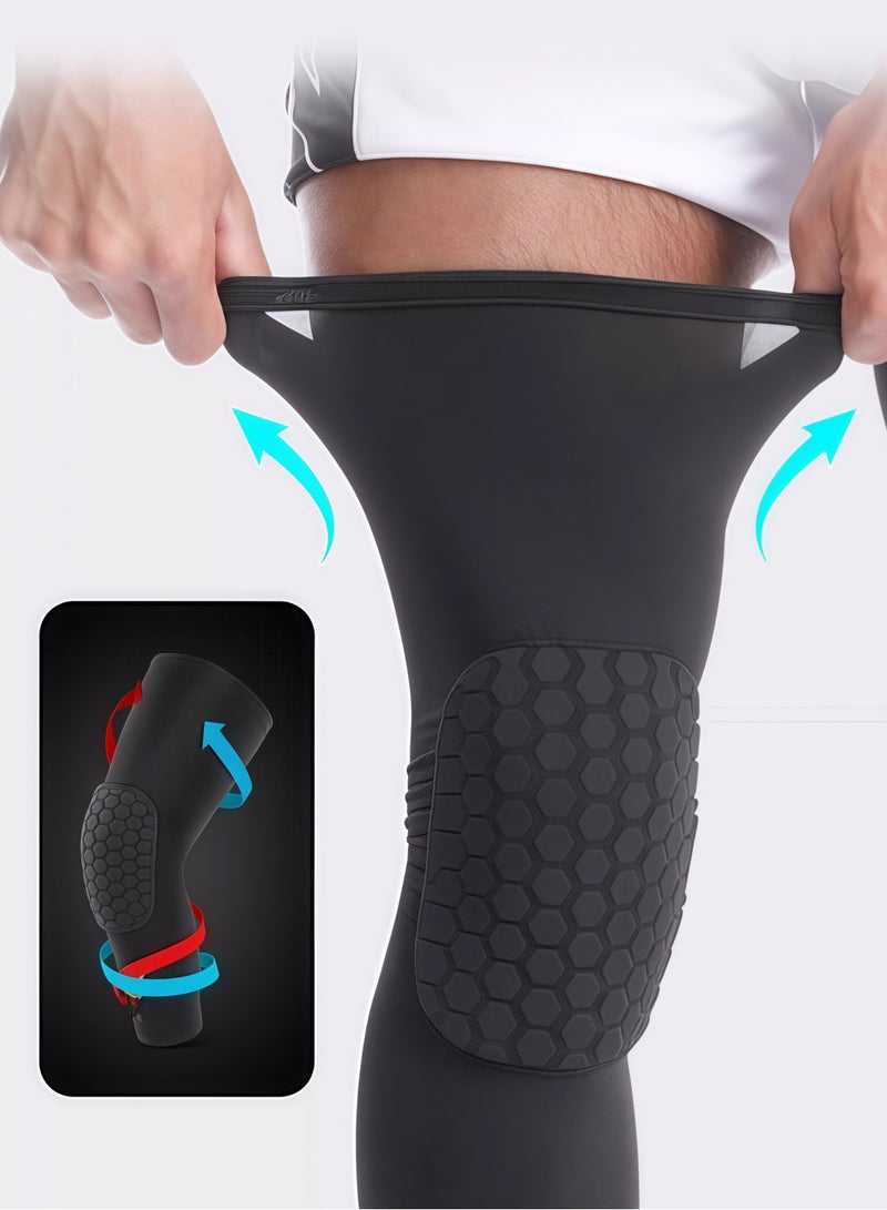 Generic Sports knee pads/thickened compression professional knee pads, basketball honeycomb knee pads, basketball knee pads, training knee injury prevention non-slip pads, suitable for basketball sports, basketball training, running, suitable for teenagers and adults (1 pair)  - Image 4