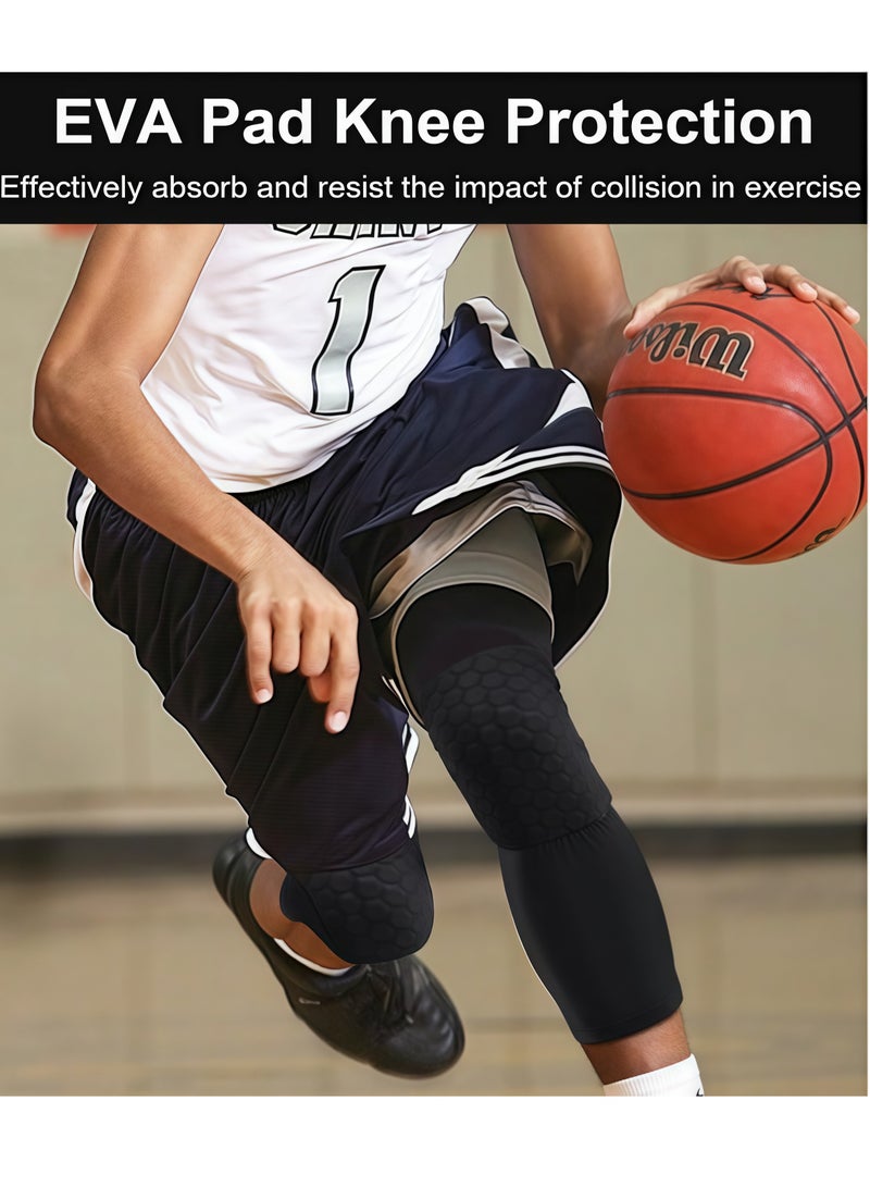 Generic Sports knee pads/thickened compression professional knee pads, basketball honeycomb knee pads, basketball knee pads, training knee injury prevention non-slip pads, suitable for basketball sports, basketball training, running, suitable for teenagers and adults (1 pair)  - Image 2