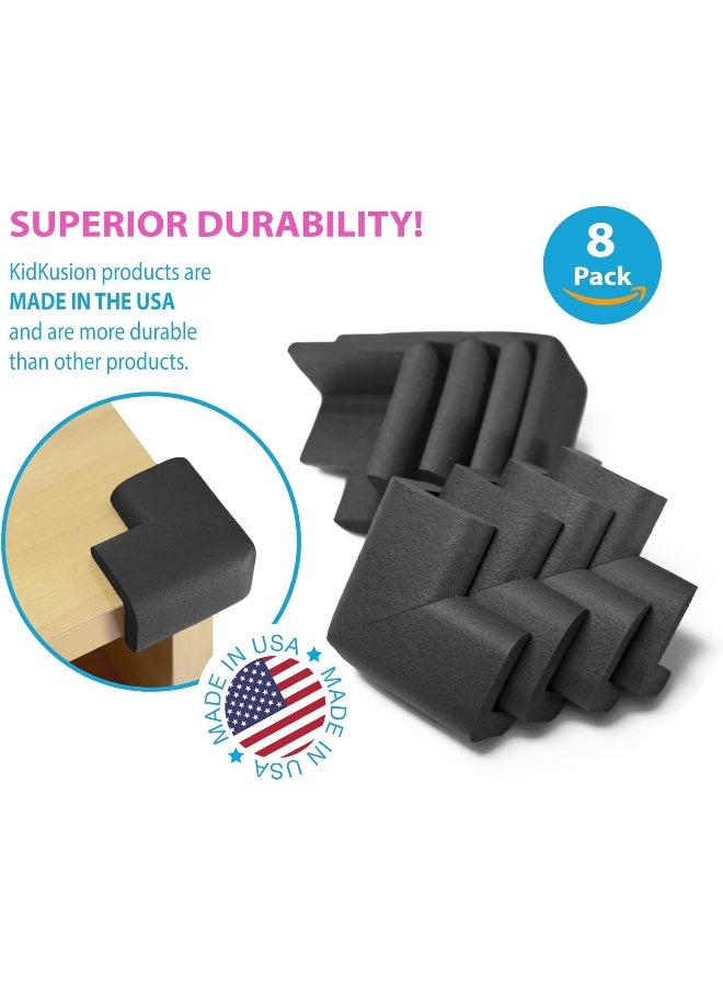 Kidkusion Corner Cushions, Black - 8 Pack | Foam Safety; Table Protector; Furniture Safety; Edge Guard - Image 2