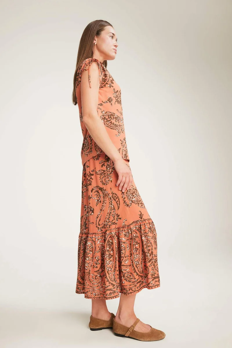 Defacto Regular Fit Flexible Waist Patterned Midi Skirt