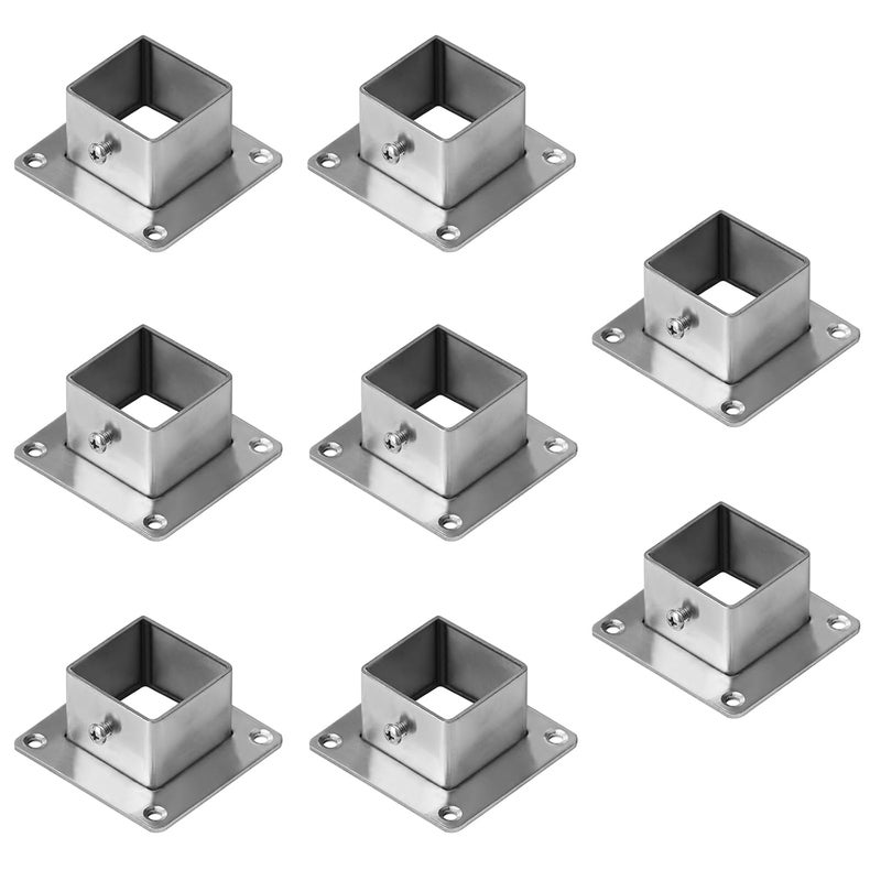 eoere 8 PCS 1-1/4" Square Newel Post Flange Base, Metal Floor Deck Rail Systems for 1-1/4" x 1-1/4" Fence or Deck Mount Post Fittings - Image 4