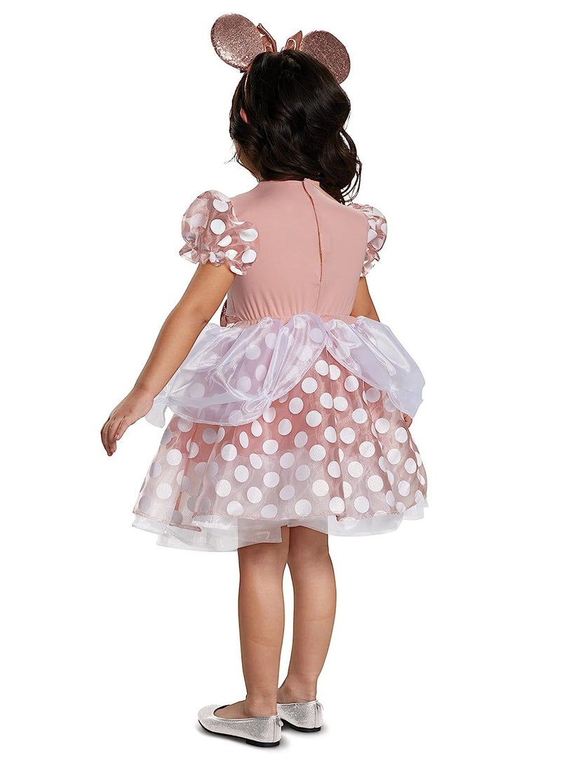 Party Centre Disney Rose Gold Minnie Mouse Classic Costume for Toddlers, Dress-Up Outfit for Girls - Image 2