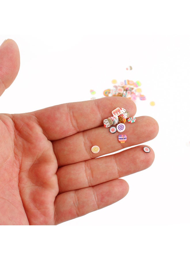 6mm Mini Artificial Soft Clay Chip 3g Bag Miniature Food Toy DIY Manicure Mobile Phone Case Hole Shoe Patch Decoration-Color:6mm Colorful Love Model 3g Bag  - Image 5